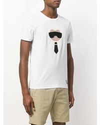 T-shirt à col rond imprimé blanc Fendi