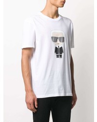 T-shirt à col rond imprimé blanc Karl Lagerfeld