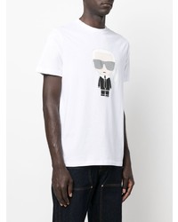 T-shirt à col rond imprimé blanc Karl Lagerfeld