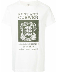 T-shirt à col rond imprimé blanc Kent & Curwen