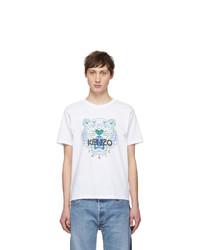 T-shirt à col rond imprimé blanc Kenzo