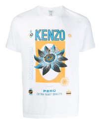 T-shirt à col rond imprimé blanc Kenzo