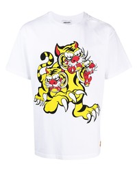 T-shirt à col rond imprimé blanc Kenzo