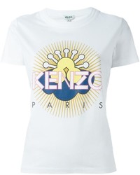 T-shirt à col rond imprimé blanc Kenzo