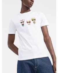 T-shirt à col rond imprimé blanc Karl Lagerfeld