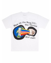 T-shirt à col rond imprimé blanc Kid Cudi