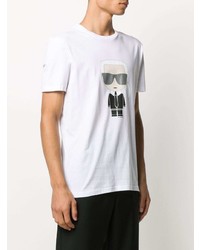 T-shirt à col rond imprimé blanc Karl Lagerfeld