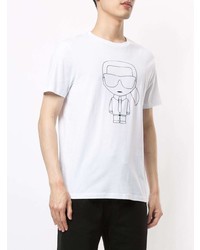 T-shirt à col rond imprimé blanc Karl Lagerfeld