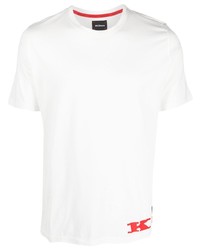 T-shirt à col rond imprimé blanc Kiton