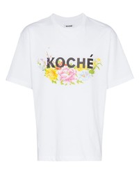 T-shirt à col rond imprimé blanc Koché