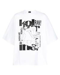 T-shirt à col rond imprimé blanc Kolor