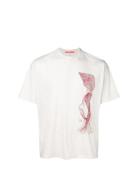 T-shirt à col rond imprimé blanc Komakino