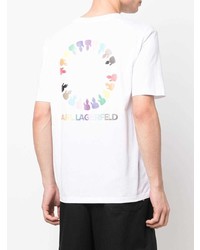 T-shirt à col rond imprimé blanc Karl Lagerfeld