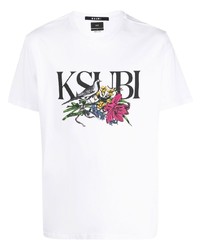 T-shirt à col rond imprimé blanc Ksubi