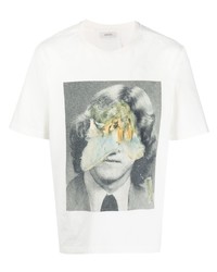 T-shirt à col rond imprimé blanc Kusikohc