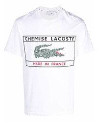 T-shirt à col rond imprimé blanc lacoste made in france