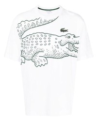 T-shirt à col rond imprimé blanc Lacoste