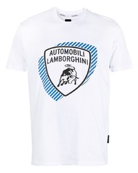 T-shirt à col rond imprimé blanc Lamborghini