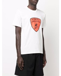 T-shirt à col rond imprimé blanc Automobili Lamborghini