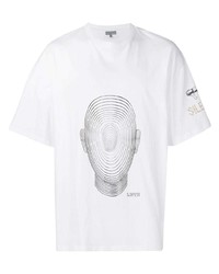 T-shirt à col rond imprimé blanc Lanvin