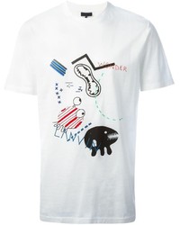 T-shirt à col rond imprimé blanc Lanvin