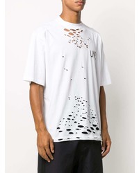 T-shirt à col rond imprimé blanc Unravel Project