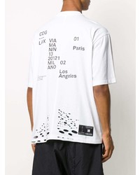 T-shirt à col rond imprimé blanc Unravel Project