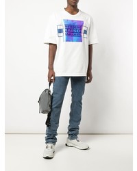 T-shirt à col rond imprimé blanc Maison Margiela