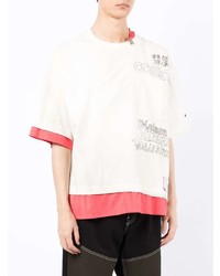 T-shirt à col rond imprimé blanc Maison Mihara Yasuhiro