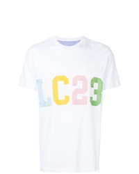 T-shirt à col rond imprimé blanc Lc23