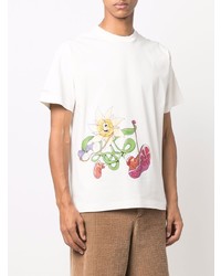 T-shirt à col rond imprimé blanc Jacquemus