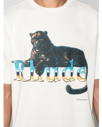 T-shirt à col rond imprimé blanc Rhude