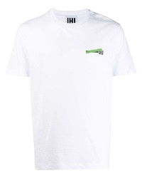 T-shirt à col rond imprimé blanc Les Hommes Urban