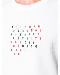 T-shirt à col rond imprimé blanc Raf Simons