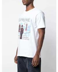 T-shirt à col rond imprimé blanc Supreme