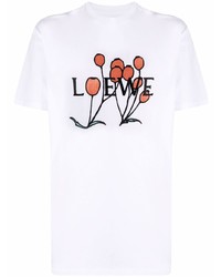T-shirt à col rond imprimé blanc Loewe
