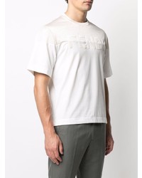 T-shirt à col rond imprimé blanc Fendi