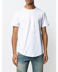 T-shirt à col rond imprimé blanc Balmain