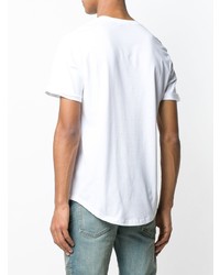 T-shirt à col rond imprimé blanc Balmain