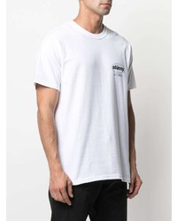 T-shirt à col rond imprimé blanc Stussy