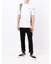 T-shirt à col rond imprimé blanc Fred Perry