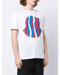 T-shirt à col rond imprimé blanc Moncler