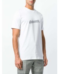 T-shirt à col rond imprimé blanc Lanvin