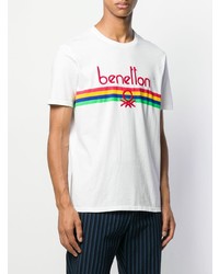 T-shirt à col rond imprimé blanc Benetton