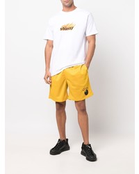 T-shirt à col rond imprimé blanc Stussy