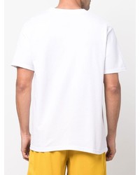 T-shirt à col rond imprimé blanc Stussy