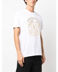 T-shirt à col rond imprimé blanc VERSACE JEANS COUTURE