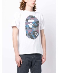 T-shirt à col rond imprimé blanc A Bathing Ape