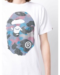 T-shirt à col rond imprimé blanc A Bathing Ape