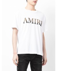 T-shirt à col rond imprimé blanc Amiri